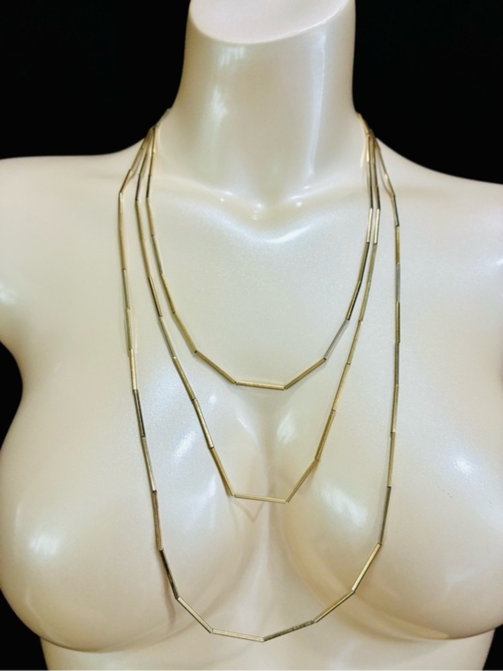 Gold Layered Bar Link Necklace for Women Bohemian Beach Chic Sexy Timeless EUC